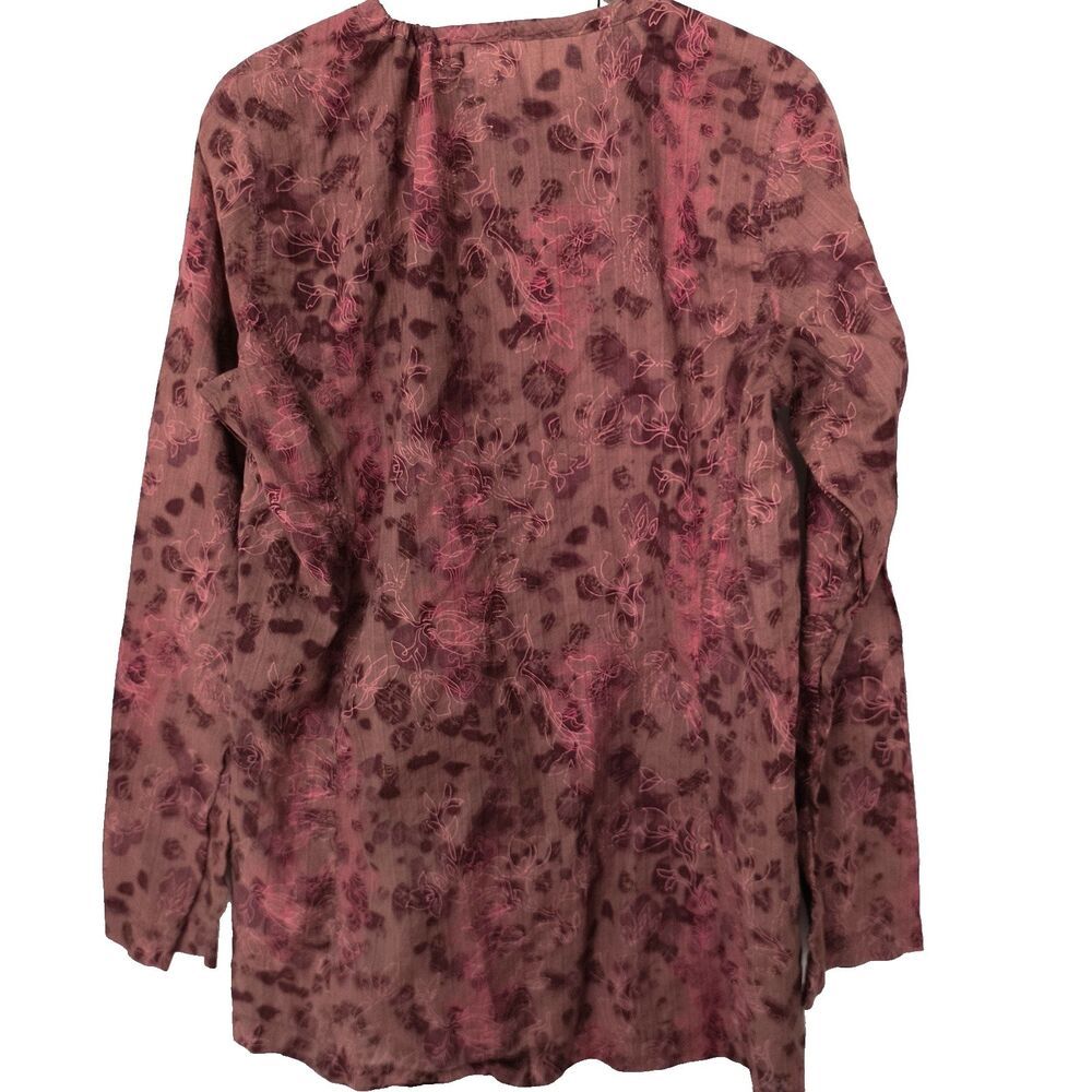 Mountain Hardwear Womens Top 12 Purple Pink Floral Cotton Button-up Office - Picture 2 of 13